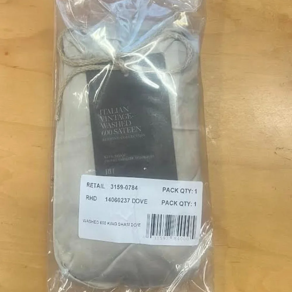 NEW!Restoration Hardware ITALIAN VINTAGE-WASHED 600 SATEEN KING Pillow SHAM DOVE